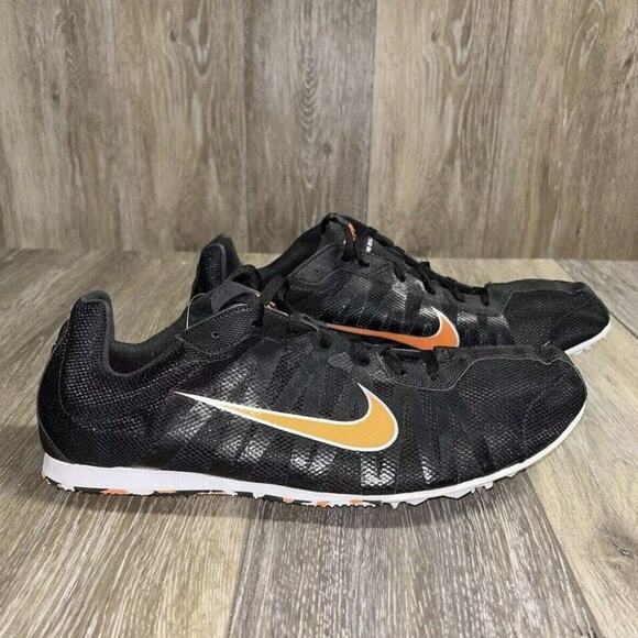 Nike Men's US Size 13 Zoom Rival D Black Orange Spike Track Shoes 414533-001 - Picture 1 of 12